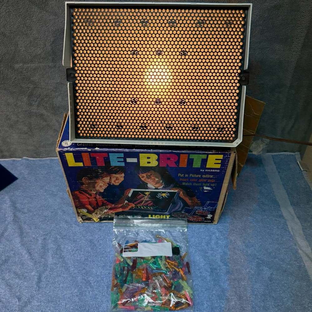 Hasbro Lite Brite Toy Console 1967 Vintage With Original Box 5455